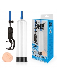 Прозрачная вакуумная помпа Sex Expert с насадкой-вагиной - Sex Expert - в Балашихе купить с доставкой