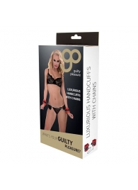 Красно-чёрные наручники на металлической цепочке - Blush Novelties - купить с доставкой в Балашихе