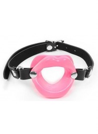 Розовый кляп-губки на черном ремешке - Notabu - купить с доставкой в Балашихе