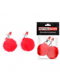 Зажимы для сосков с красным пушком - Notabu - купить с доставкой в Балашихе