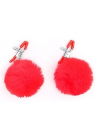 Зажимы для сосков с красным пушком - Notabu - купить с доставкой в Балашихе