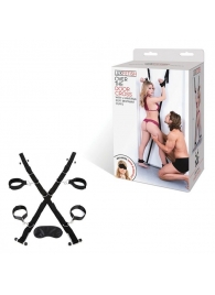 Чёрный набор для фиксации у двери - Lux Fetish - купить с доставкой в Балашихе