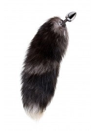 Серебристая металлическая анальная втулка с хвостом чернобурой лисы - размер S - ToyFa - купить с доставкой в Балашихе
