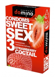 Презервативы для орального секса DOMINO Sweet Sex с ароматом клубничного коктейля  - 3 шт. - Domino - купить с доставкой в Балашихе