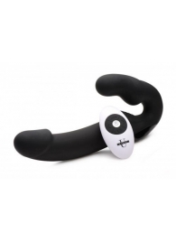 Черный безремневой страпон Urge Silicone Strap On с пультом ДУ - 24 см. - XR Brands - купить с доставкой в Балашихе