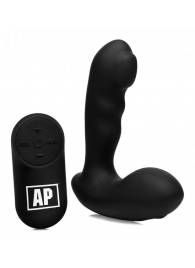 Черный стимулятор простаты Alpha-Pro 7X P-Milker Silicone Prostate Stimulator with Milking Bead - XR Brands - в Балашихе купить с доставкой