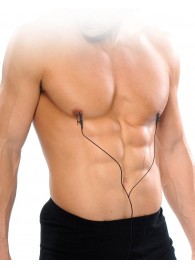 Черные электрические зажимы для сосков Shock Therapy Nipple Clamps - Pipedream - купить с доставкой в Балашихе