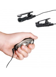 Черные электрические зажимы для сосков Shock Therapy Nipple Clamps - Pipedream - купить с доставкой в Балашихе