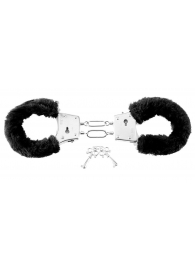 Меховые чёрные наручники Beginner s Furry Cuffs - Pipedream - купить с доставкой в Балашихе