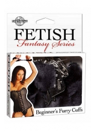 Меховые чёрные наручники Beginner s Furry Cuffs - Pipedream - купить с доставкой в Балашихе