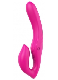 Ярко-розовый безремневой страпон REMOTE DOUBLE DIPPER - 22 см. - Dream Toys - купить с доставкой в Балашихе