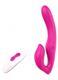 Ярко-розовый безремневой страпон REMOTE DOUBLE DIPPER - 22 см. - Dream Toys - купить с доставкой в Балашихе