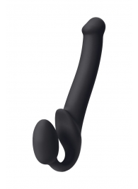 Черный безремневой страпон Silicone Bendable Strap-On M - Strap-on-me - купить с доставкой в Балашихе