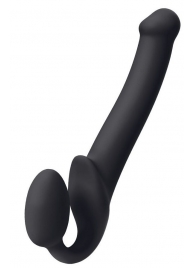 Черный безремневой страпон Silicone Bendable Strap-On M - Strap-on-me - купить с доставкой в Балашихе
