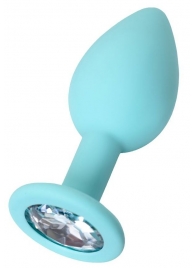 Мятная анальная пробка с прозрачным кристаллом Brilliant - 7 см. - ToyFa - купить с доставкой в Балашихе