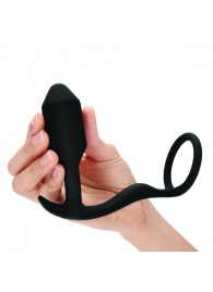 Черное эрекционное кольцо с анальным плагом Snug   Tug - b-Vibe - в Балашихе купить с доставкой