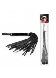 Черная гладкая плеть-флоггер с ручкой - 40 см. - Notabu - купить с доставкой в Балашихе