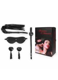 Эротический набор в черном цвете: маска, кляп, пэстисы, плётка - Notabu - купить с доставкой в Балашихе