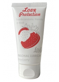 Лубрикант на водной основе с ароматом малины Love Protection Strawberry - 50 мл. - Lola Games - купить с доставкой в Балашихе