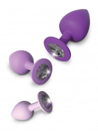Набор из 3 фиолетовых анальных пробок со стразами Little Gems Trainer Set - Pipedream - купить с доставкой в Балашихе