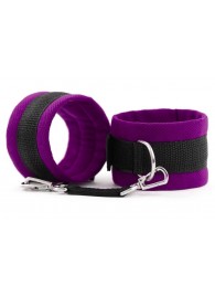 Фиолетово-черные наручники My rules на сцепке - БДСМ Арсенал - купить с доставкой в Балашихе