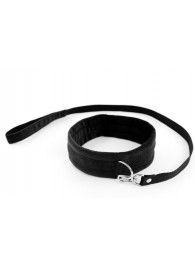 Черный ошейник My Rules с поводком - БДСМ Арсенал - купить с доставкой в Балашихе