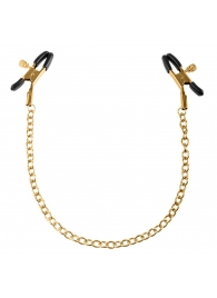 Чёрные с золотом зажимы на соски Gold Chain Nipple Clamps - Pipedream - купить с доставкой в Балашихе