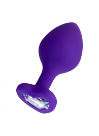 Фиолетовая анальная втулка Diamond Heart с прозрачным кристаллом - 8 см. - ToyFa - купить с доставкой в Балашихе