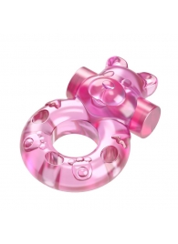 Розовое эрекционное виброкольцо на пенис Pink Bear - Baile - в Балашихе купить с доставкой