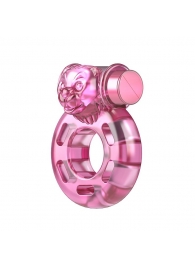 Розовое эрекционное кольцо с вибрацией Pink Bear - Baile - в Балашихе купить с доставкой