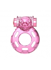 Розовое эрекционное кольцо с вибрацией Pink Bear - Baile - в Балашихе купить с доставкой