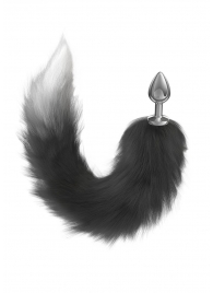 Серебристая анальная пробка с черным хвостом Galaxy - Lola Games - купить с доставкой в Балашихе