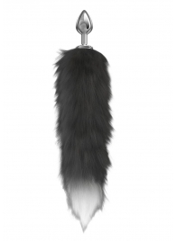 Серебристая анальная пробка с черным хвостом Starlit - Lola Games - купить с доставкой в Балашихе