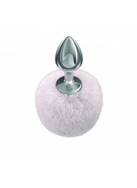 Серебристая анальная пробка с белым пушистым хвостиком Twinkle - Lola Games - купить с доставкой в Балашихе