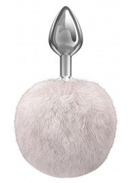 Серебристая анальная пробка с белым пушистым хвостиком Twinkle - Lola Games - купить с доставкой в Балашихе