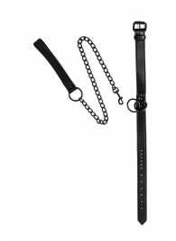 Черный ошейник Sin с поводком - Lola Games - купить с доставкой в Балашихе