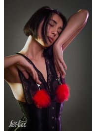 Зажимы на соски с красным пухом Euphoric - Lola Games - купить с доставкой в Балашихе