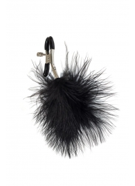 Зажимы на соски с черным пухом Euphoric - Lola Games - купить с доставкой в Балашихе