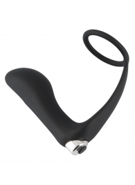 Черное эрекционное кольцо с анальной вибропробкой Vibrating Ring   Plug - Orion - в Балашихе купить с доставкой