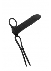 Черная вибронасадка для двойного проникновения Rori - 17 см. - Lola Games - купить с доставкой в Балашихе