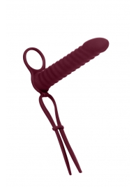 Бордовая вибронасадка для двойного проникновения Rori - 17 см. - Lola Games - купить с доставкой в Балашихе