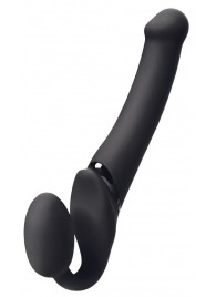 Черный безремневой вибрострапон Silicone Bendable Strap-On M - Strap-on-me - купить с доставкой в Балашихе