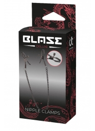 Черные зажимы на соски на цепочке BLAZE DELUXE NIPPLE CLAMPS - Dream Toys - купить с доставкой в Балашихе