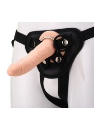 Телесный страпон на черных трусиках STRAP ON REAL DILDO - 20 см. - Dream Toys - купить с доставкой в Балашихе
