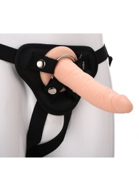Телесный страпон на черных трусиках STRAP ON REAL DILDO - 20 см. - Dream Toys - купить с доставкой в Балашихе