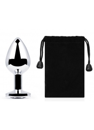 Серебристая анальная пробка с прозрачным стразом - 7,2 см. - Anal Jewelry Plug - купить с доставкой в Балашихе