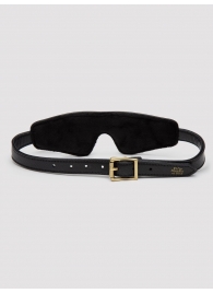 Черная плотная маска на глаза Bound to You Faux Leather Blindfold - Fifty Shades of Grey - купить с доставкой в Балашихе