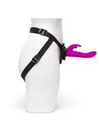Лиловый страпон Rechargeable Vibrating Strap-On Harness Set - 17,6 см. - Happy Rabbit - купить с доставкой в Балашихе