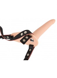 Телесный поясной страпон с вибрацией Vibrating Strap-On - 15,7 см. - Orion - купить с доставкой в Балашихе