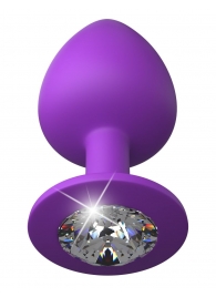Фиолетовая анальная пробка со стразом Her Little Gem Large Plug - 9,5 см. - Pipedream - купить с доставкой в Балашихе